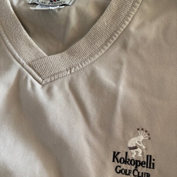 Vintage AM Player Kokopelli Golf Windbreaker Mens Large Beige Tan Pullover - Picture 4 of 9